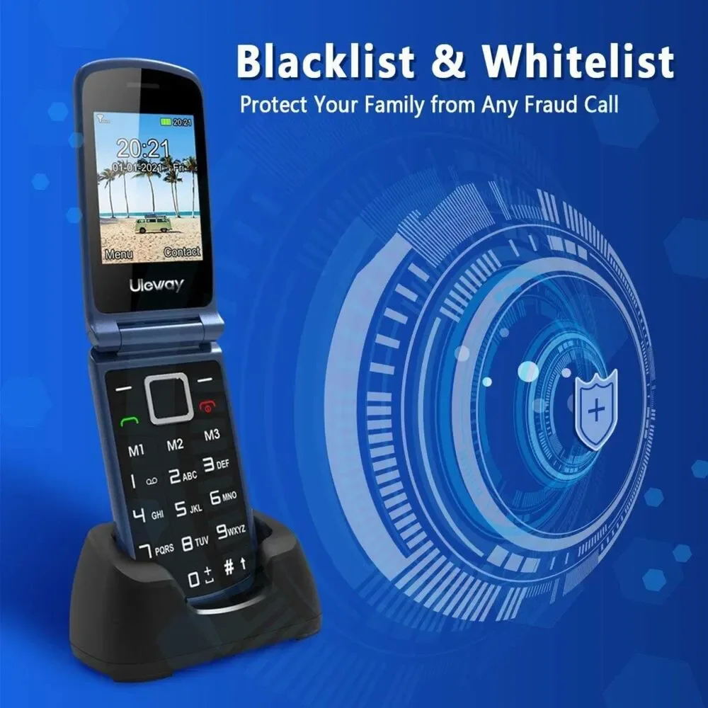 Uleway Unlocked 3G Seniors Flip Cell Dual SIM Card Big Button Easy-to-Use